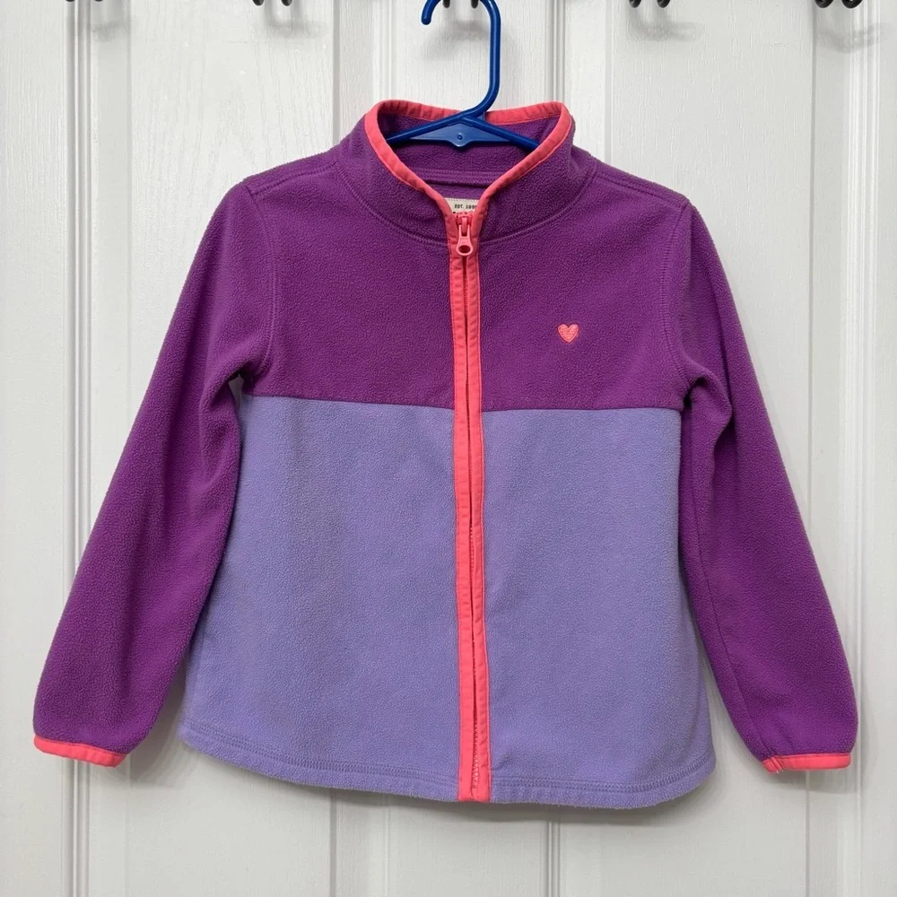 Purple Colorblock Fleece Jacket | OshKosh 4T